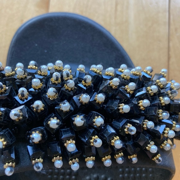 Oka B black beaded mules size small - Picture 2 of 5